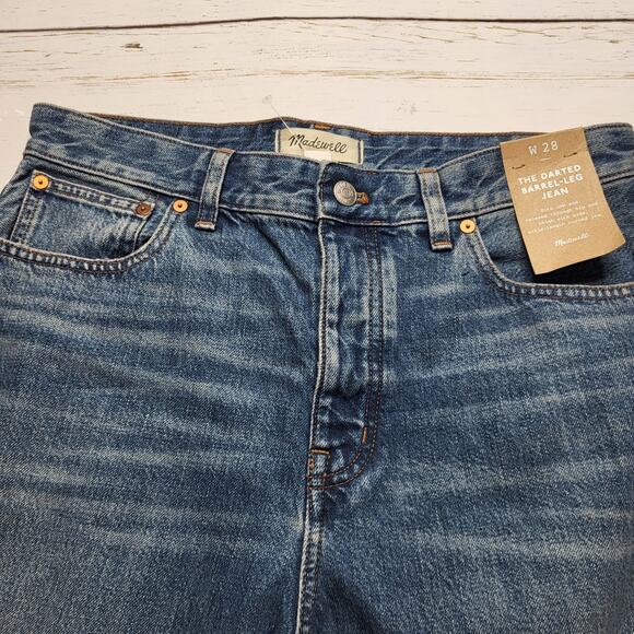 Madewell Darted Barrel Leg Jeans Medium Irmo Wash Button Fly Baggy Ankle 28 - Picture 5 of 13